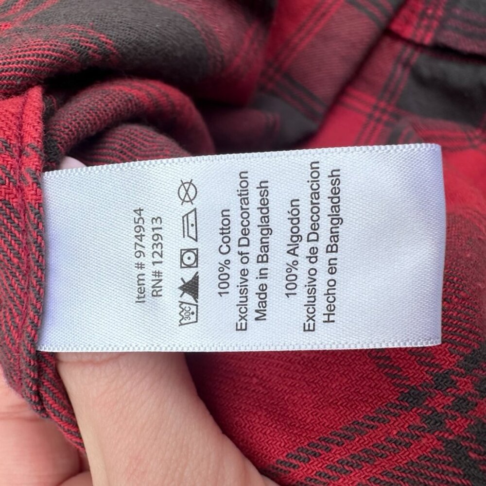 JACHS Mfg 100% Cotton Plaid Flannel Black Red Medium Thick Soft Mens - XL - Picture 5 of 6